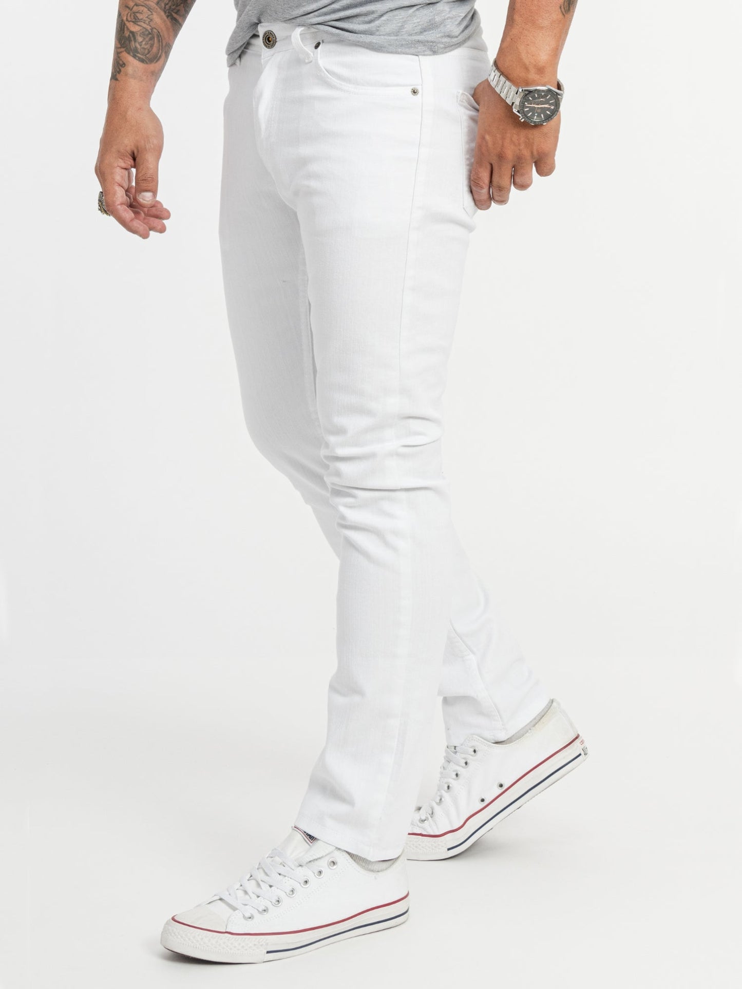 Men's White Slim Fit Jeans | Men | Stretch Denim | Casual Pants | Steven & Levon