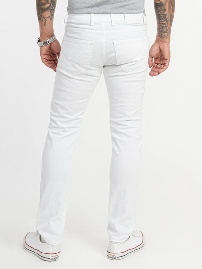 Men's White Slim Fit Jeans | Men | Stretch Denim | Casual Pants | Steven & Levon