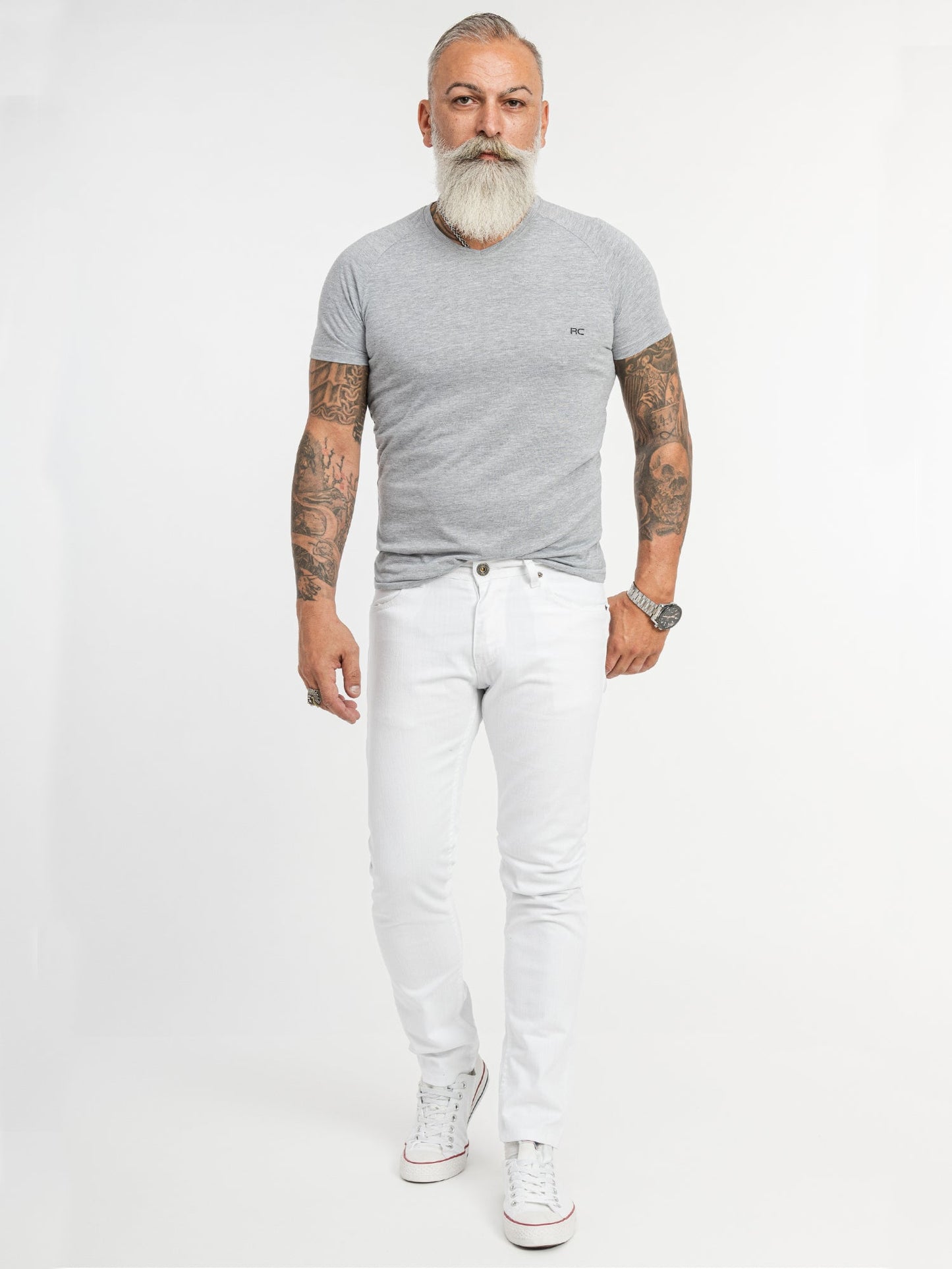 Men's White Slim Fit Jeans | Men | Stretch Denim | Casual Pants | Steven & Levon
