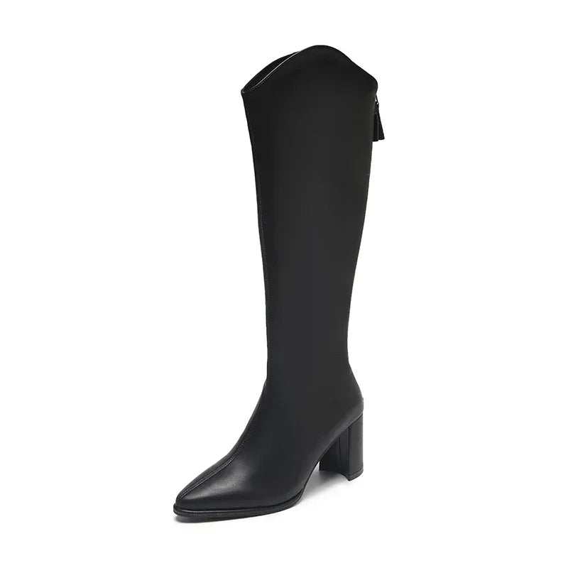 Women's Block Heel Knee High Boots | Pointed Toe | Pull-On Tall Boots | Steven & Levon