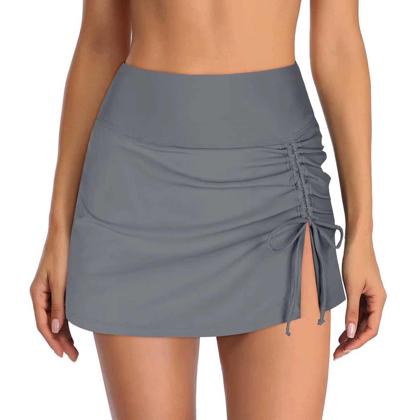 Women's Ruched Mini Skirt | Women | High Waist | Adjustable Drawstring Side Split | Active & Casual Wear | Steven & Levon