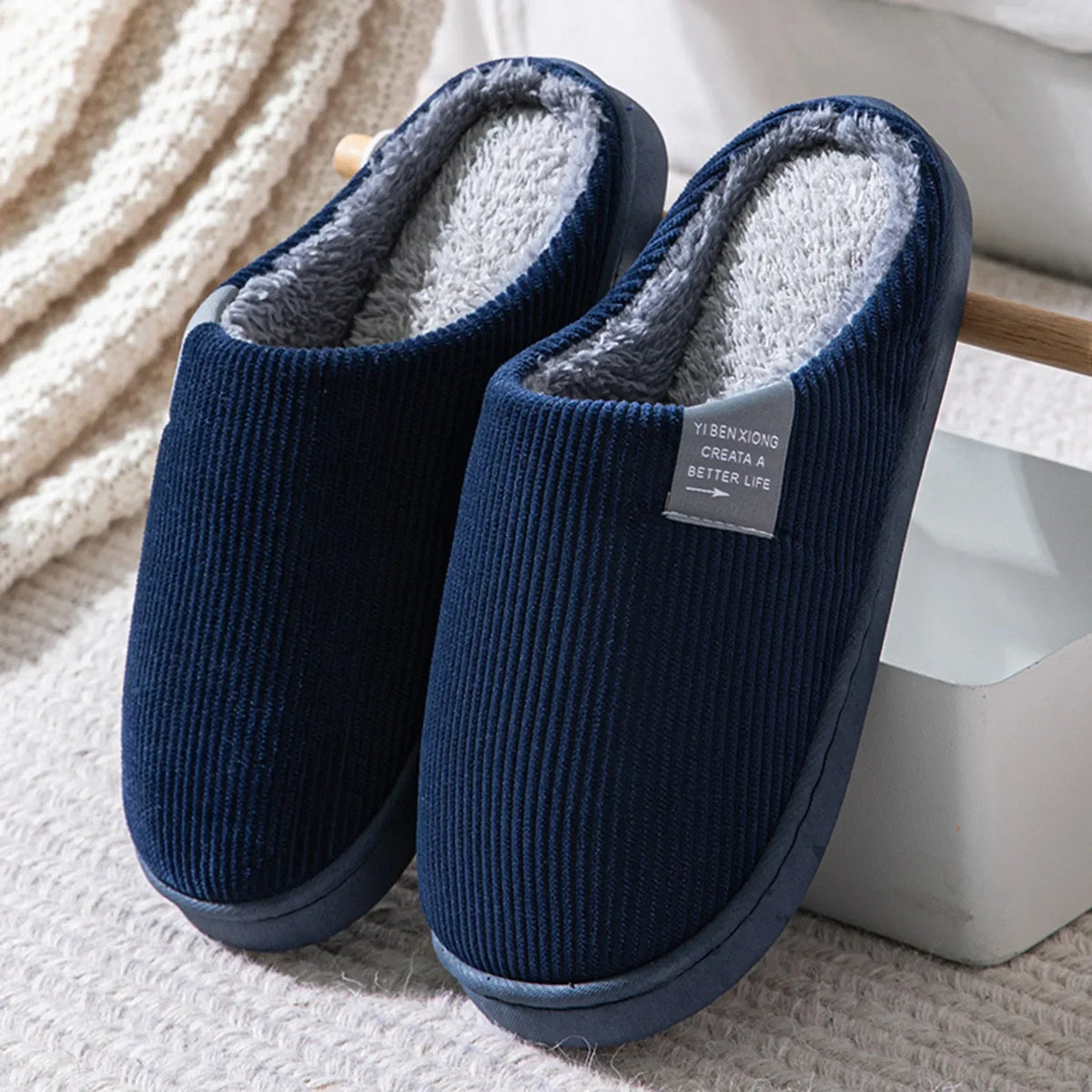 Men's Plush Slippers | Thermal Lining | Anti Slip Rubber Sole | Winter Indoor Shoes | Steven & Levon