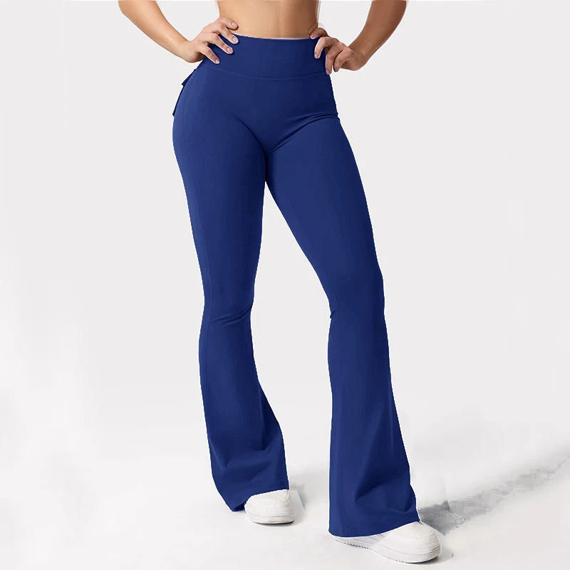 Women's Wide Leg Yoga Trousers | Stretch Compression Fit | Straight Side Pockets | Steven & Levon