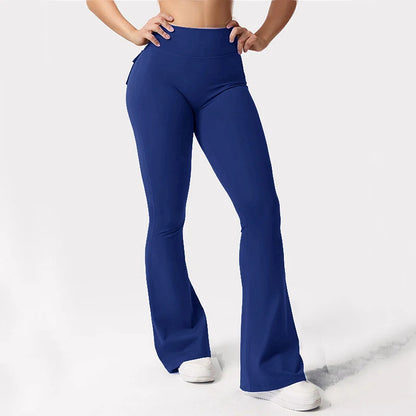 Women's Wide Leg Yoga Trousers | Stretch Compression Fit | Straight Side Pockets | Steven & Levon