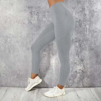 Women's High Waisted Gym Leggings | Bum Lifting Effect | Side Pocket | Ankle Length | Steven & Levon