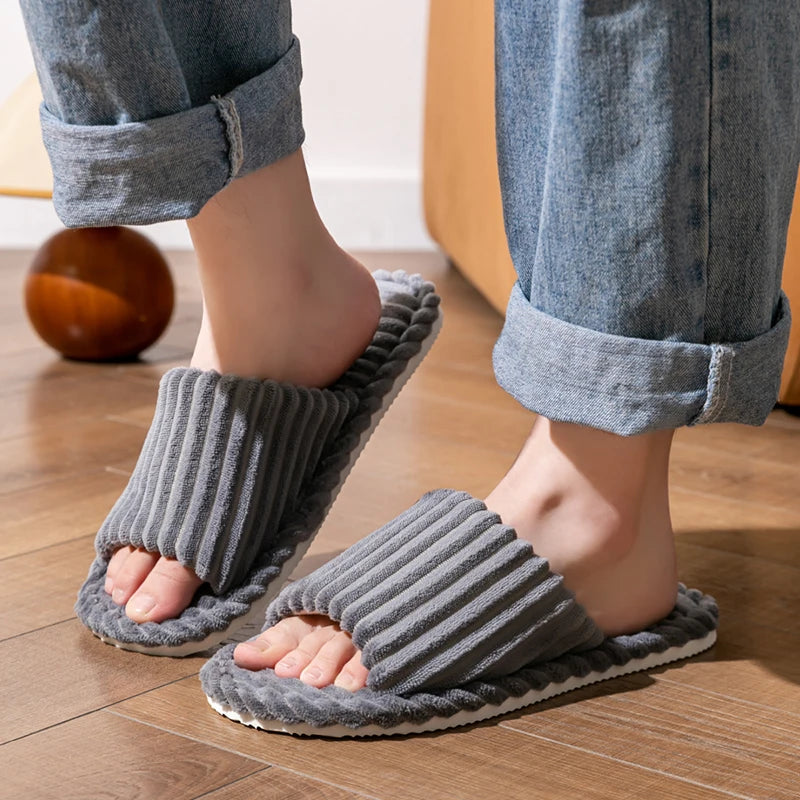 Men's Open Toe Slippers | Plush Insole | Anti Slip EVA Sole Indoor Home Shoes | Steven & Levon