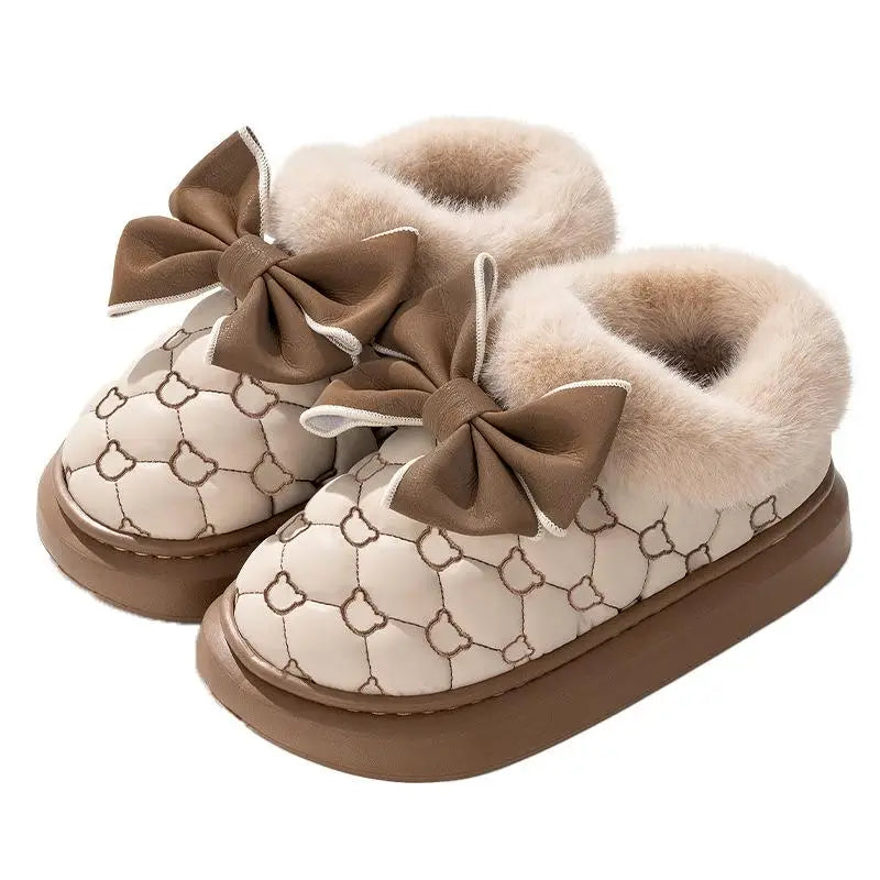 Women's Platform Ankle Boots | Bow Detail Slip On | Plush Lined Winter Shoes | Steven & Levon
