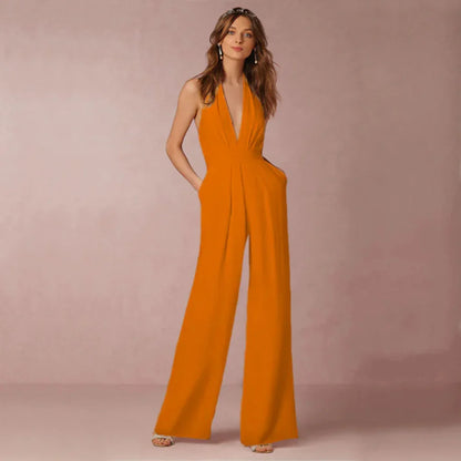 Deep V Neck Backless Jumpsuit | Women | Elegant Fit | Modern Style | Party & Evening Wear | Steven & Levon