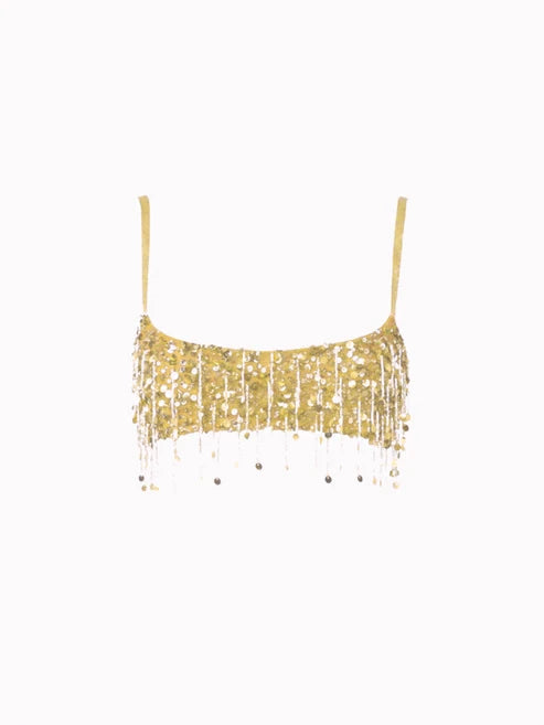 Women's Sequin Co Ord Set | Tassel Detail | Square Neck Top | Mini Skirt | Steven & Levon