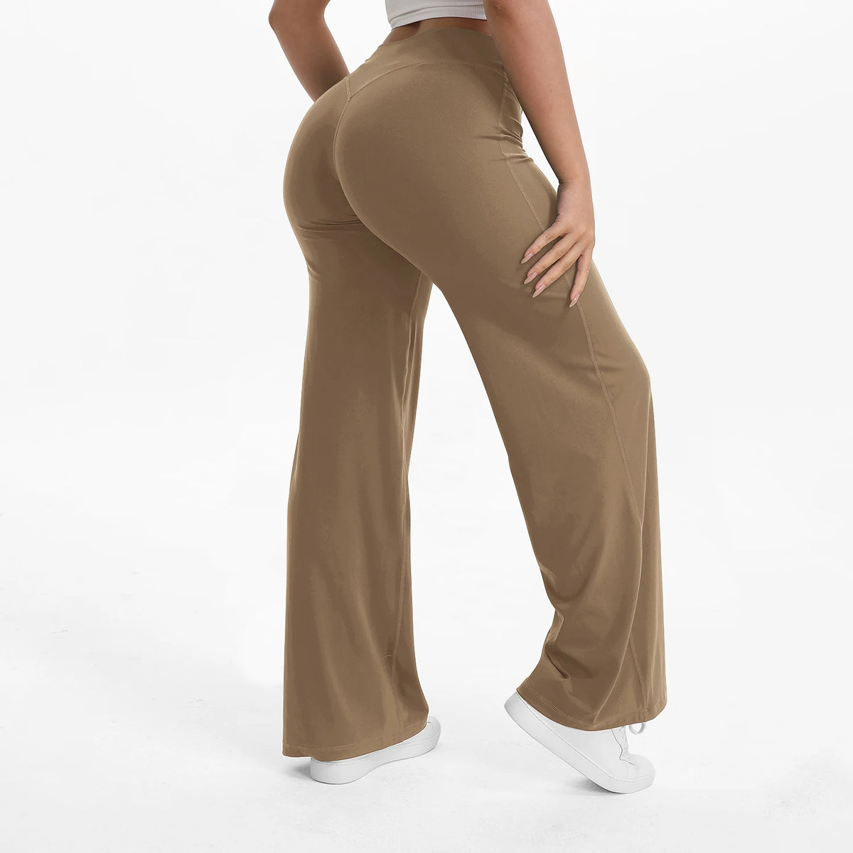 Women's Mid Waist Yoga Leggings | Full Length Stretch Fit | Elastic Waistband | Steven & Levon