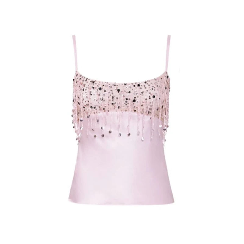 Women's Sequin Co Ord Set | Tassel Detail | Square Neck Top | Mini Skirt | Steven & Levon