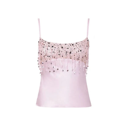 Women's Sequin Co Ord Set | Tassel Detail | Square Neck Top | Mini Skirt | Steven & Levon