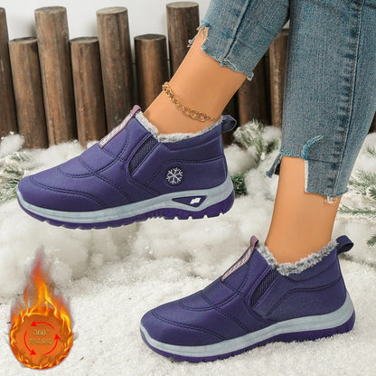 Women's Canvas Snow Boots | Slip On Ankle Boots | Faux Fur Lined Winter Shoes | Steven & Levon