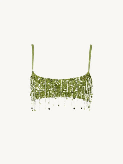 Women's Sequin Co Ord Set | Tassel Detail | Square Neck Top | Mini Skirt | Steven & Levon