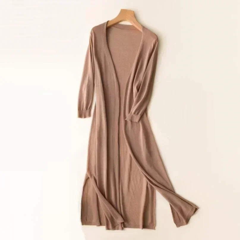 Longline Cardigan | Women | Lightweight Knit | Open Front Layering | Steven & Levon