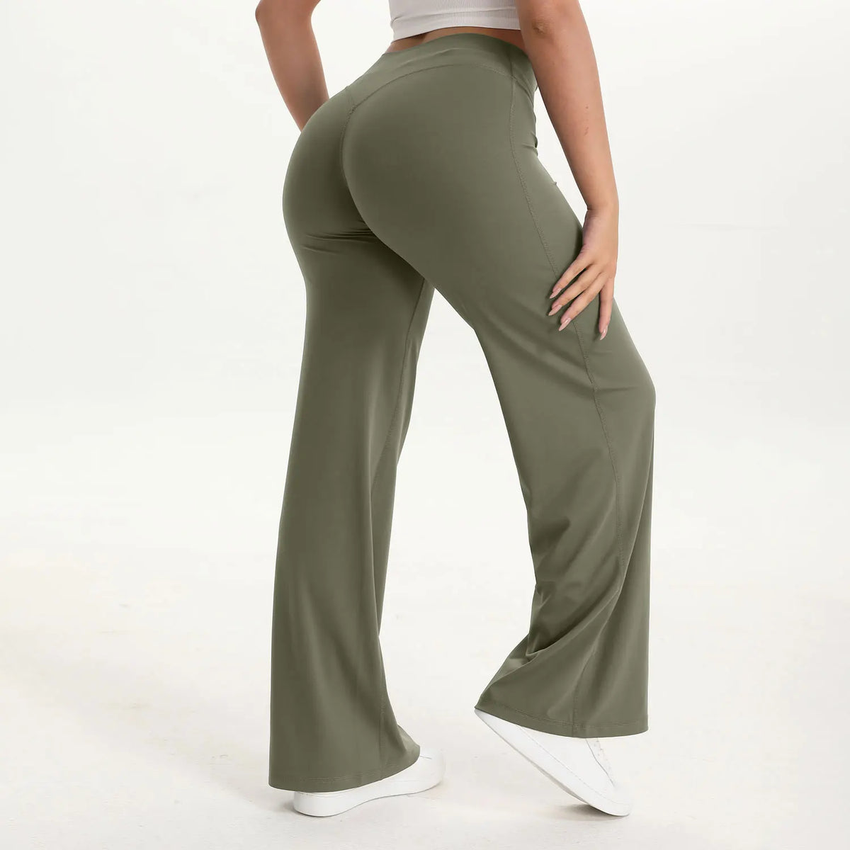 Women's Mid Waist Yoga Leggings | Full Length Stretch Fit | Elastic Waistband | Steven & Levon