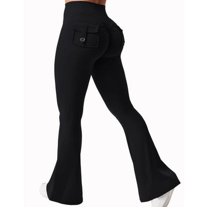 Women's Wide Leg Yoga Trousers | Stretch Compression Fit | Straight Side Pockets | Steven & Levon
