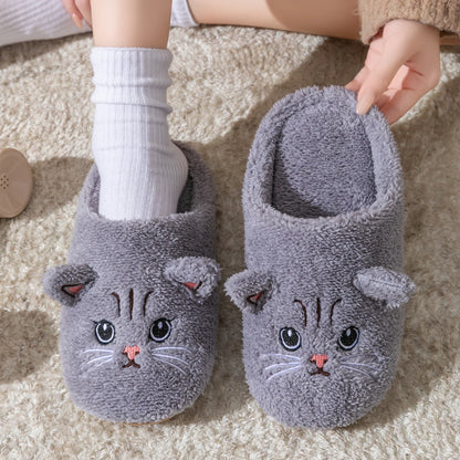 Women's Flannel Cat Slippers | Plush Lining | Animal Print | Flat Sole | Steven & Levon