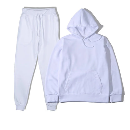 Men's Tracksuit | Solid Hoodie and Trousers | Drawstring Waist Two Piece Casual Set | Steven & Levon