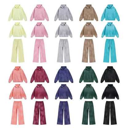 Washed Hoodie and Sweatpants | Elastic Waist Pocket Two Piece Set | Steven & Levon