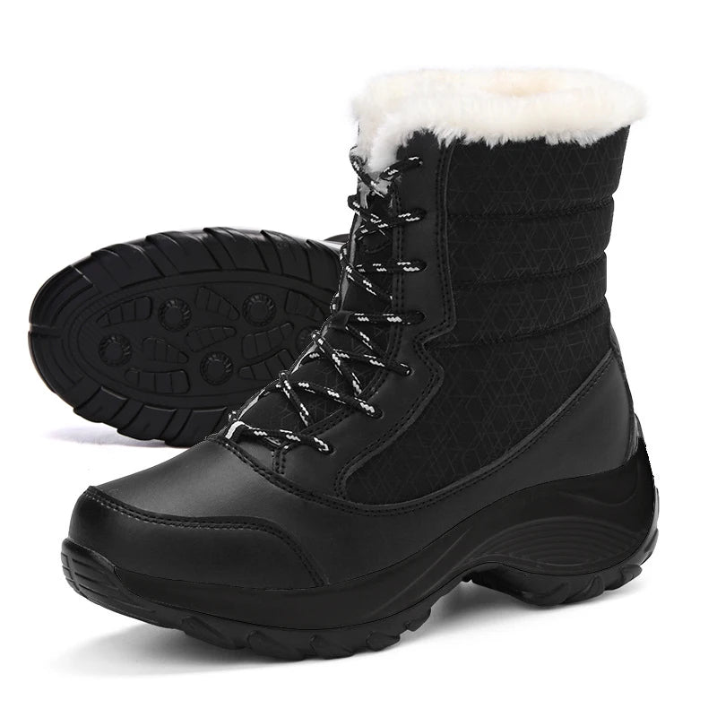 Women's Platform Snow Boots | Lace Up Ankle Boots | Plush Lined Wedge Winter Shoes | Steven & Levon