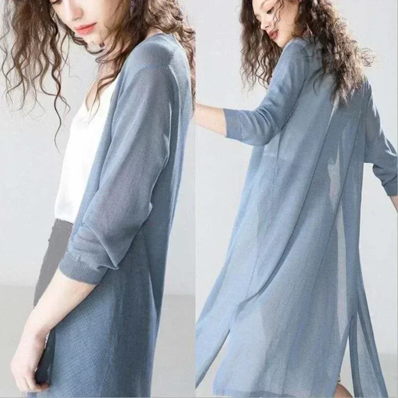 Longline Cardigan | Women | Lightweight Knit | Open Front Layering | Steven & Levon