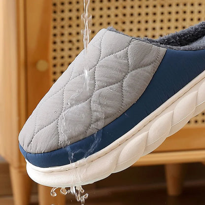 Men's Cotton Slippers | Plush Lining | Waterproof PVC Sole | Home Shoes | Steven & Levon