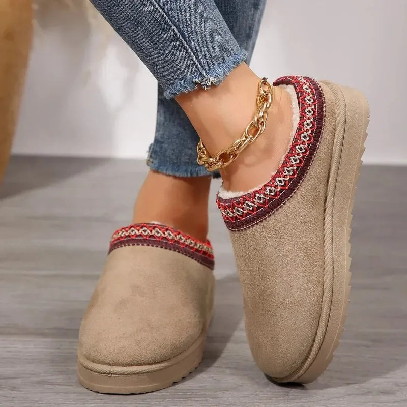 Women's Faux Suede Snow Boots | Slip On Ankle Boots | Plush Lined Winter Shoes | Steven & Levon