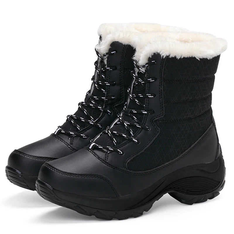 Women's Platform Snow Boots | Lace Up Ankle Boots | Plush Lined Wedge Winter Shoes | Steven & Levon