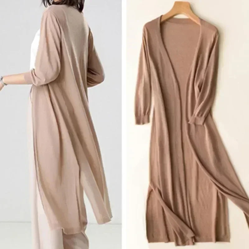 Longline Cardigan | Women | Lightweight Knit | Open Front Layering | Steven & Levon