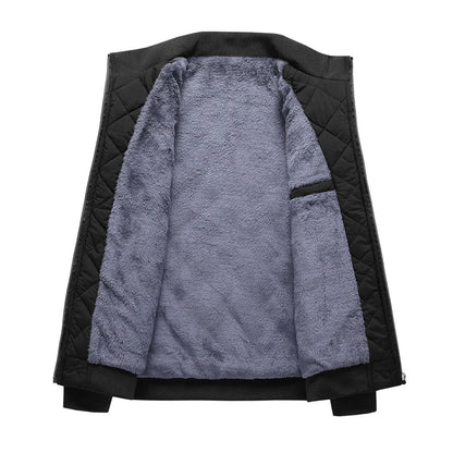 Men's Fleece Bomber Jacket | Slim Fit | Diamond Pattern | Zip Front | Winter Wear | Steven & Levon