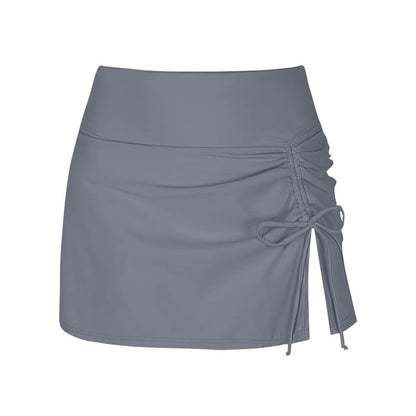 Women's Ruched Mini Skirt | Women | High Waist | Adjustable Drawstring Side Split | Active & Casual Wear | Steven & Levon