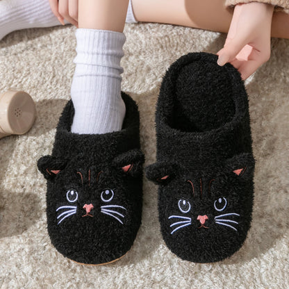 Women's Flannel Cat Slippers | Plush Lining | Animal Print | Flat Sole | Steven & Levon