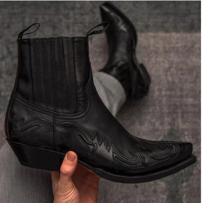 Men's Cowboy Boots | Vintage Western Style | Stitched Detail Ankle Boots | Steven & Levon
