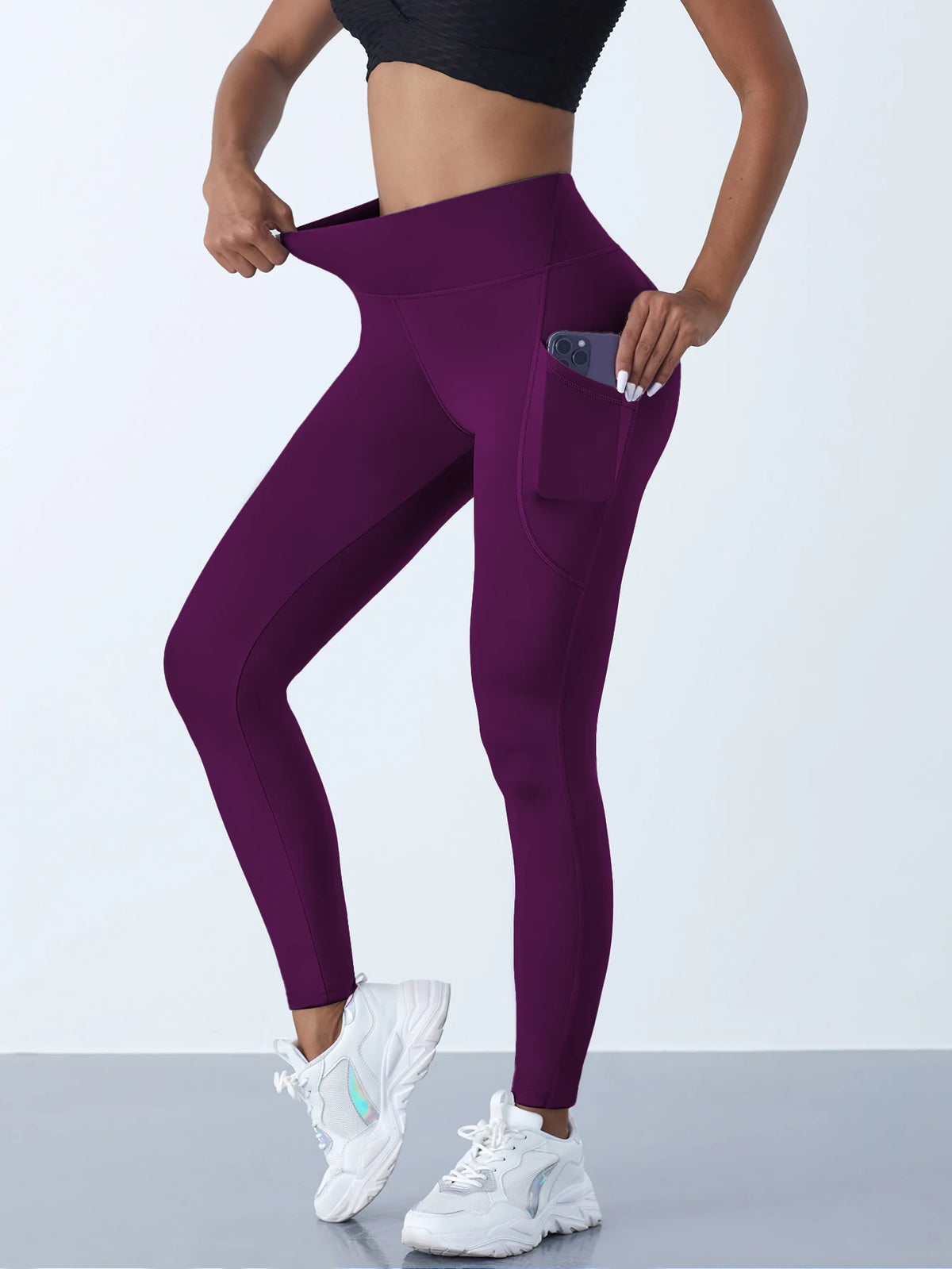 Women's High Waisted Yoga Leggings | Push Up Stretch Fit | Welt Pockets | Ankle Length | Steven & Levon