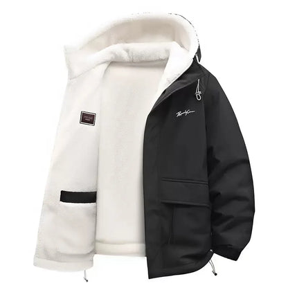 Men's Fleece Jacket | Thick Winter Lining | Hooded Full Zip | Loose Fit | Steven & Levon