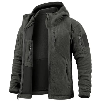 Men's Fleece Hunting Jacket | Full Zip | Multi Pockets | Hooded Outdoor Wear | Steven & Levon