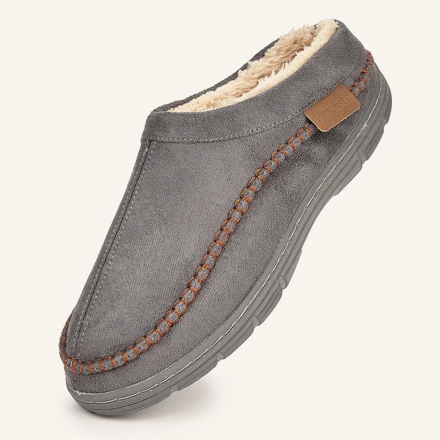 Men's Faux Suede Slippers | Short Plush Insole | TPR Sole Indoor House Shoes | Steven & Levon