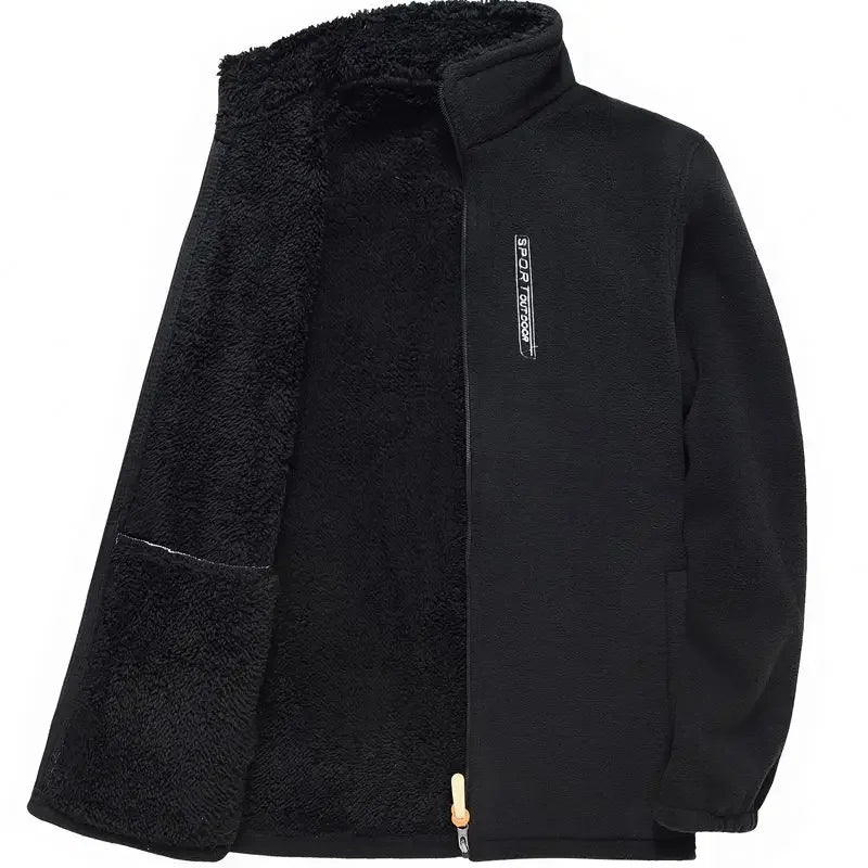 Men's Fleece Jacket | Stand Collar | Windproof Zip Front | Embroidery Detail | Steven & Levon