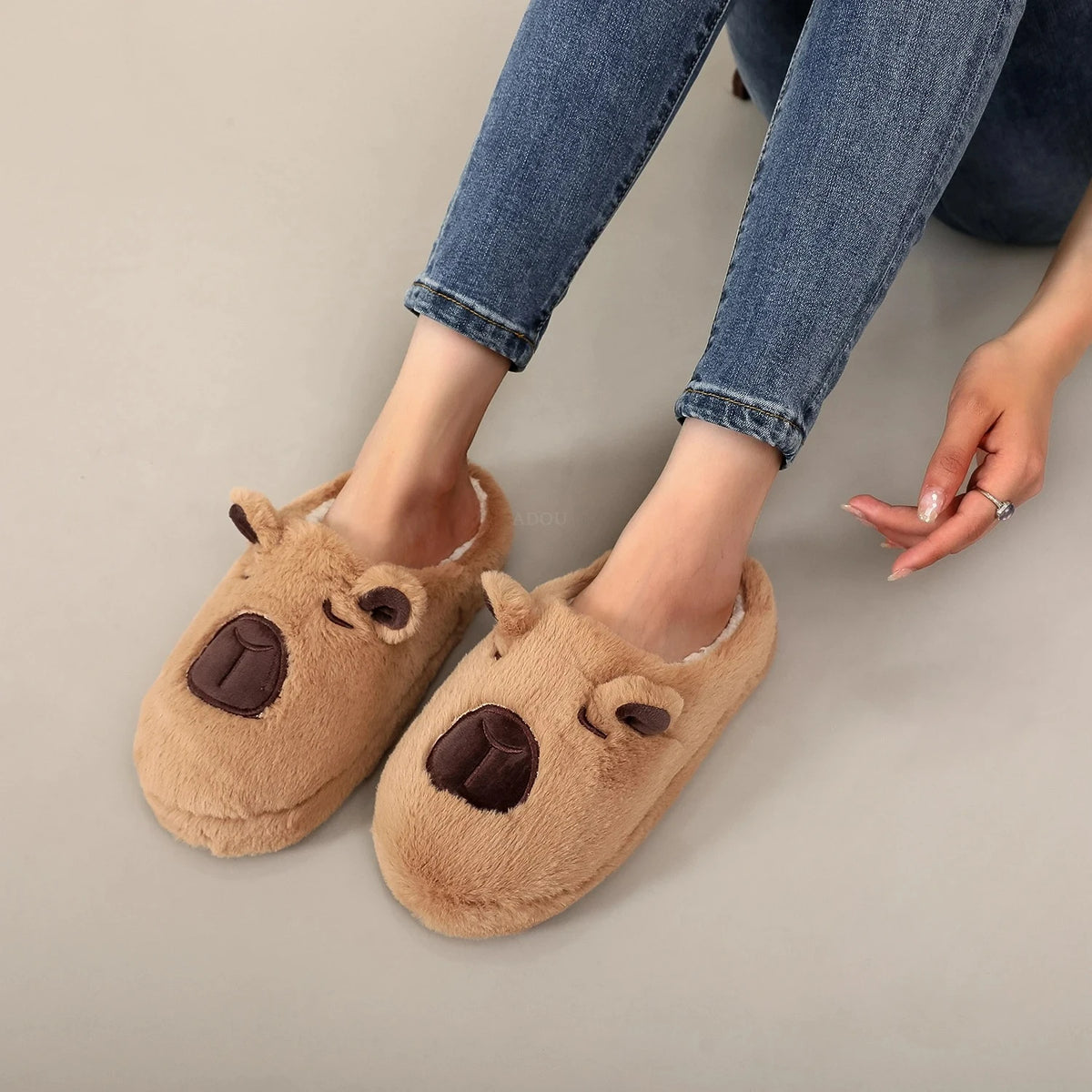 Women's Animal Print Slippers | Faux Fur Detail | Plush Lining | TPR Sole | Steven & Levon