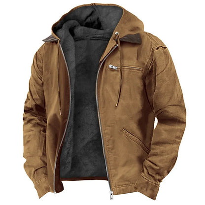 Men's Fleece Jacket | Hooded Zip Front | Multi Pockets | UV Protection | Steven & Levon
