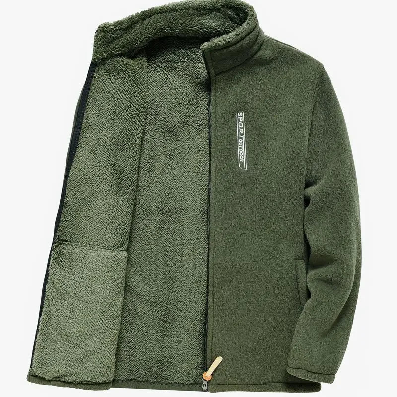 Men's Fleece Jacket | Stand Collar | Windproof Zip Front | Embroidery Detail | Steven & Levon