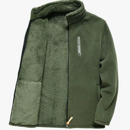 Men's Fleece Jacket | Stand Collar | Windproof Zip Front | Embroidery Detail | Steven & Levon