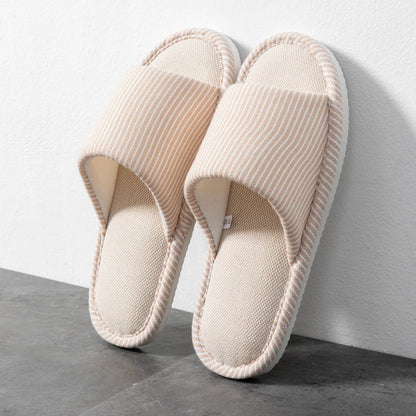 Men's Cotton House Slippers | Striped Pattern | Non Slip PVC Sole | Indoor Comfort | Steven & Levon