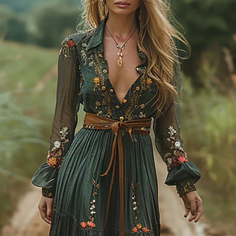 Lightweight Boho Maxi Dress | Women's Belted Summer Dress | Steven & Levon