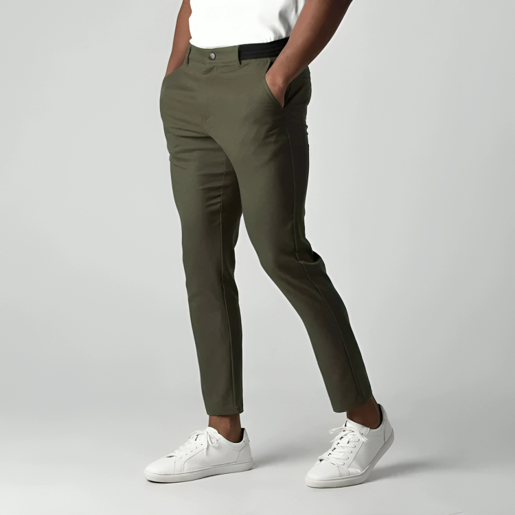 Slim Fit Chinos Work Trousers | Stretch Cotton Blend | Tapered Leg with Pockets | Steven & Levon