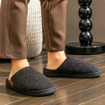 Men's Winter Slippers | Short Plush Insole | Anti Slip TPR Sole Indoor Shoes | Steven & Levon