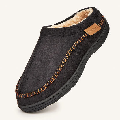 Men's Faux Suede Slippers | Short Plush Insole | TPR Sole Indoor House Shoes | Steven & Levon
