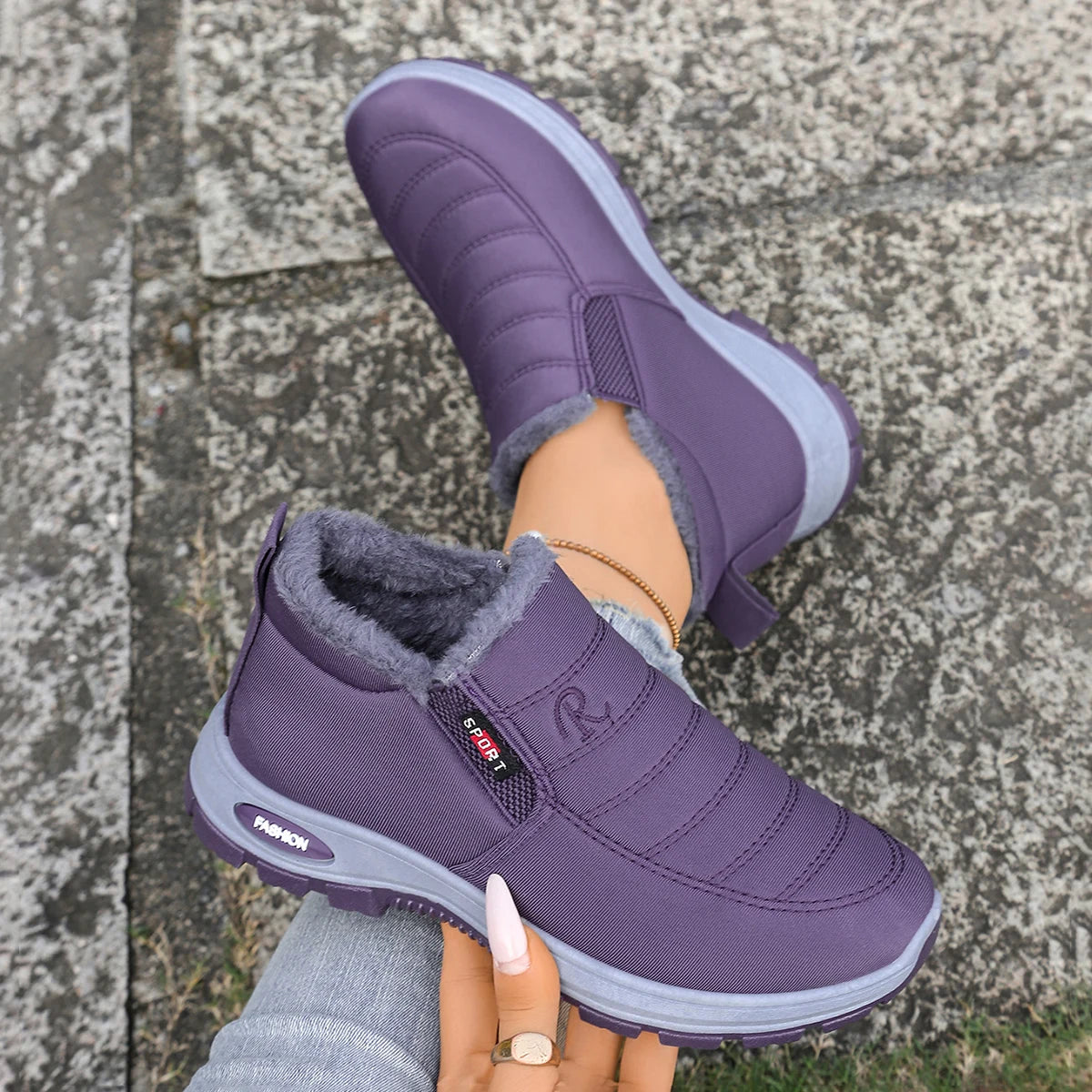 Women's Snow Boots | Slip On Ankle Boots | Plush Lined Warm Winter Shoes | Steven & Levon