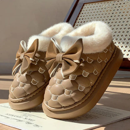 Women's Platform Ankle Boots | Bow Detail Slip On | Plush Lined Winter Shoes | Steven & Levon